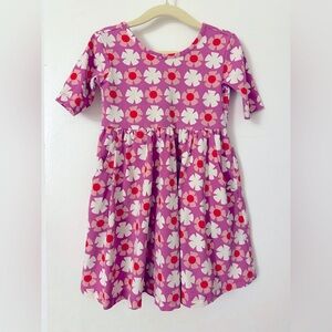 Hanna Andersson Pink Floral Skater Dress with Pockets
